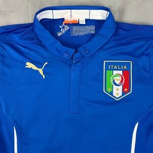 Italy Italia Soccer Jersey Polo Shirt Men's Medium Blue National Team Puma 2014